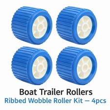 Boat Trailer Rollers Ribbed Wobble Roller Kit 4pcs Blue Heavy Duty Launch Supprt