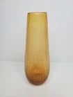 Amber Crackle Glass Vase Hand Blown Blenko Art Glass - 9" Inches
