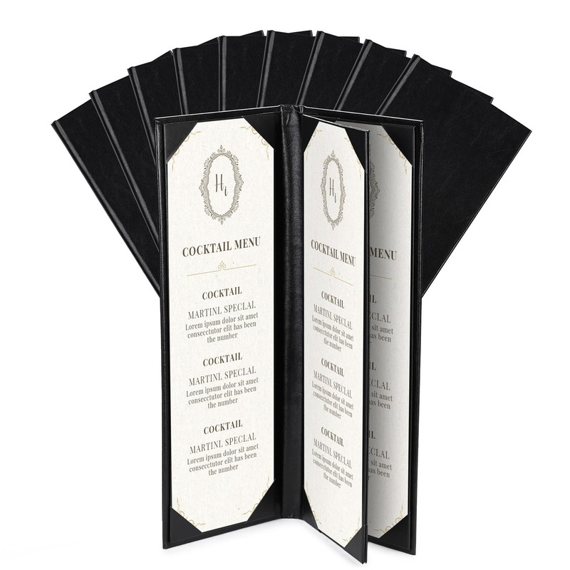 WeChef 10 Pcs 4.25x14" Leather Restaurant Menu Covers 4 View Wine List Bar