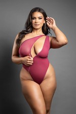 Fantasy Lingerie Queen Domina Crotchless Asymmetrical Zipper Teddy Size Queen