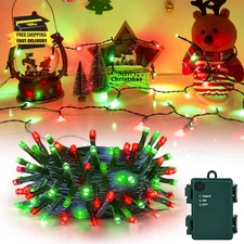 Red and Green Christmas Lights Battery Operated Outdoor Waterproof, Christmas St