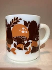 Vintage Hazel Atlas  Mushroom  Milk Glass Mug