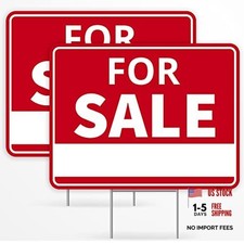 2PC For Sale Yard Sign with Stake, 17 Inches by 13 Inches - Double Sided 2 Pack
