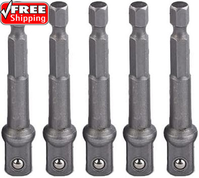 5 Pieces Impact Adapter Square Socket Adapter, 1/4'' Hex Shank to 3/8'' Square Soc