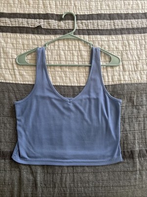 Blue Crop Tank Too V Neck Size Large Women s Wide Straps SHEIN
