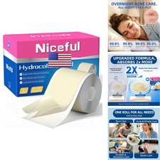 Niceful Hydrocolloid Roll 2in x 12ft Cut-to-Size Pimple Patches for Acne