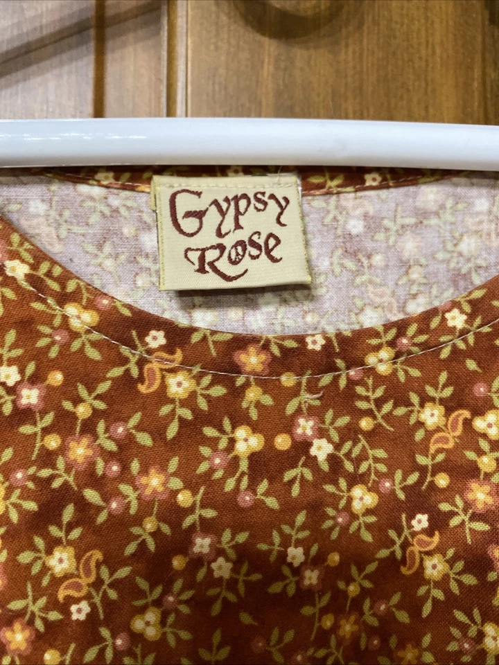 "Vestido Gitano Rosa Retazos Floral Boho Festival Talla Única 100% Algodón 36x50"" Largo" Foto 3 de 4