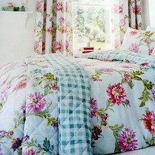 Chrysanthemum Check Bedspread by Catherine Lansfield - 220 x 230 cm - Reversible