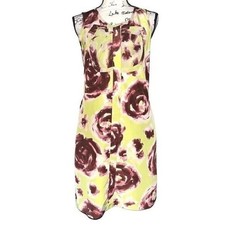 Simply Vera Vera Wang Floral Rose Shift Dress Chartreuse Burgundy Size 4