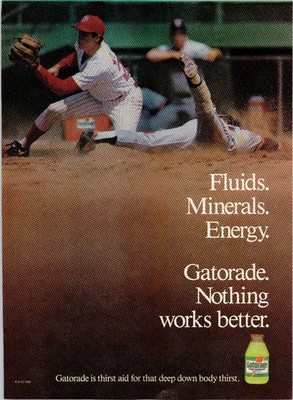 Gatorade Vintage 1980s Magazine Ad Baseball Sports Fluids Energy Drink