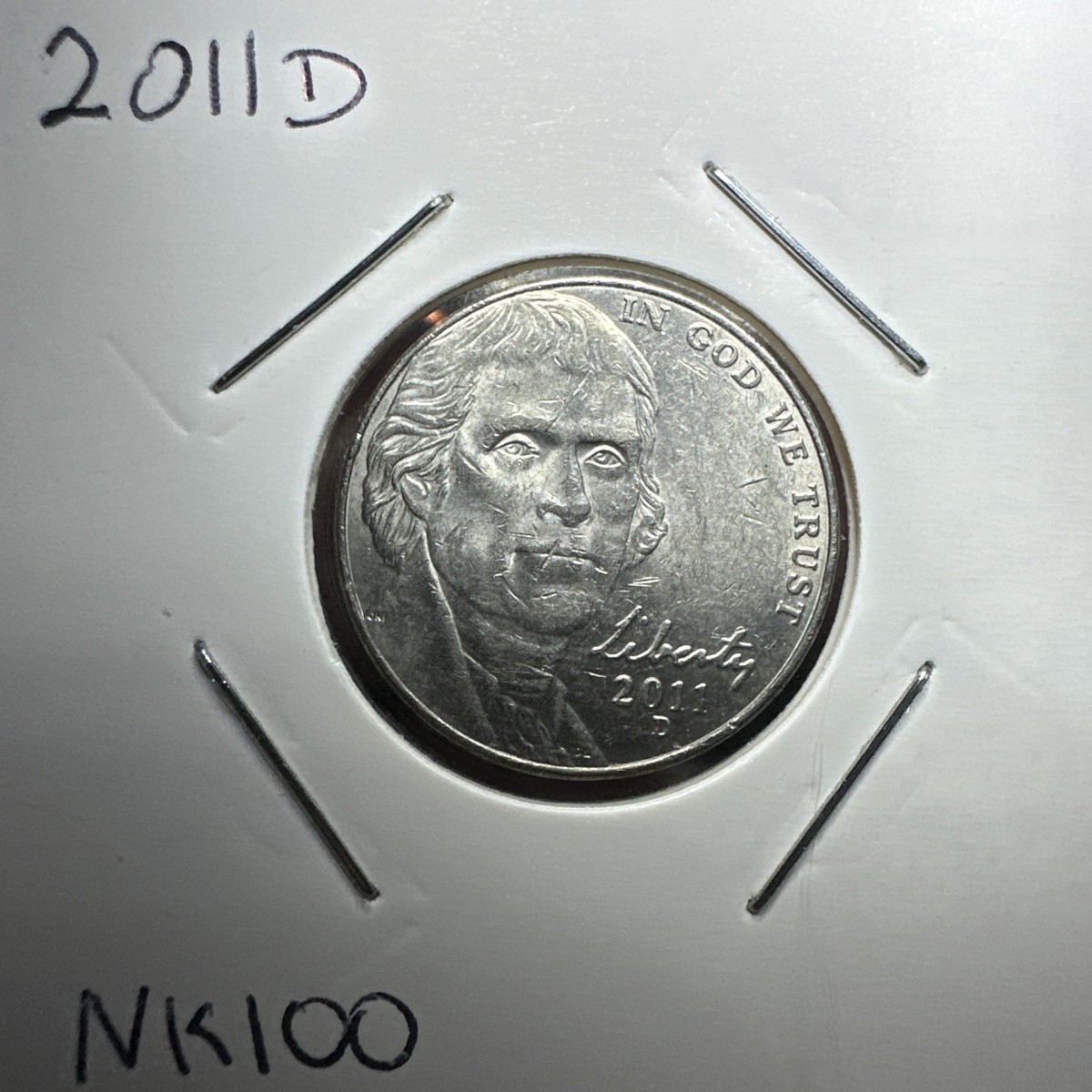 道楽　D.D.N DDN 目玉 2011 D Jefferson Nickel DDO DDR Error Coin Double Doubled Die 2011