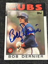 Signed Bob Dernier 1986 Topps #188 Chicago Cubs Gold Glove