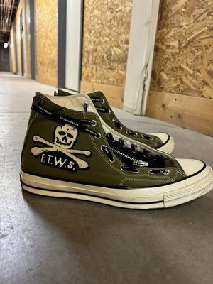 Converse Chuck 70 Hi x For Those Who Sin FTWS Olive Skull Zipper Men's 11.5