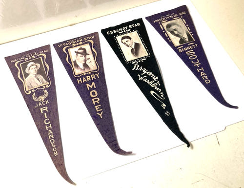 Antique 1915 Jack Richardson And More Movie Stars Felt Pennants (4) Original! - Bild 2 von 11