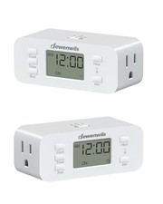24 Hour Programmable Digital Timer Outlet, 2 Pack Timers for 2pack 24hour