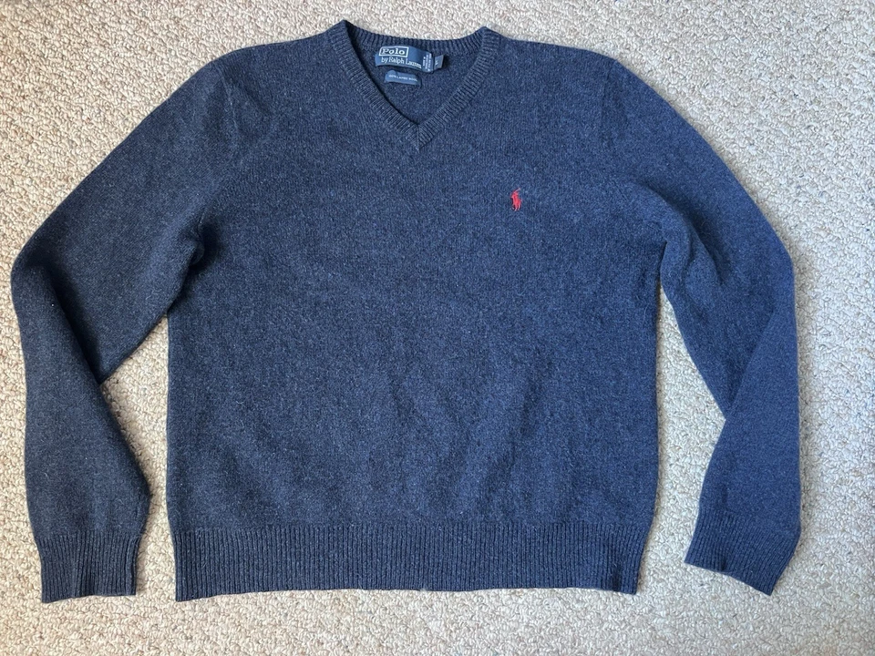 Suéter para mujer Polo by Ralph Lauren 100 % lana de cordero talla L suéter azul Foto 2 de 4