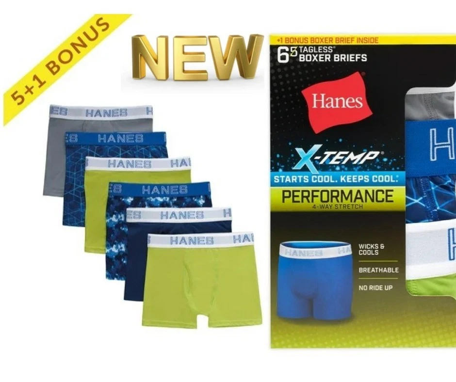 hanes boys size S 6-7 X TEMP  STETCH underwear boxer MULTICOLOR NEW - Picture 1 of 13