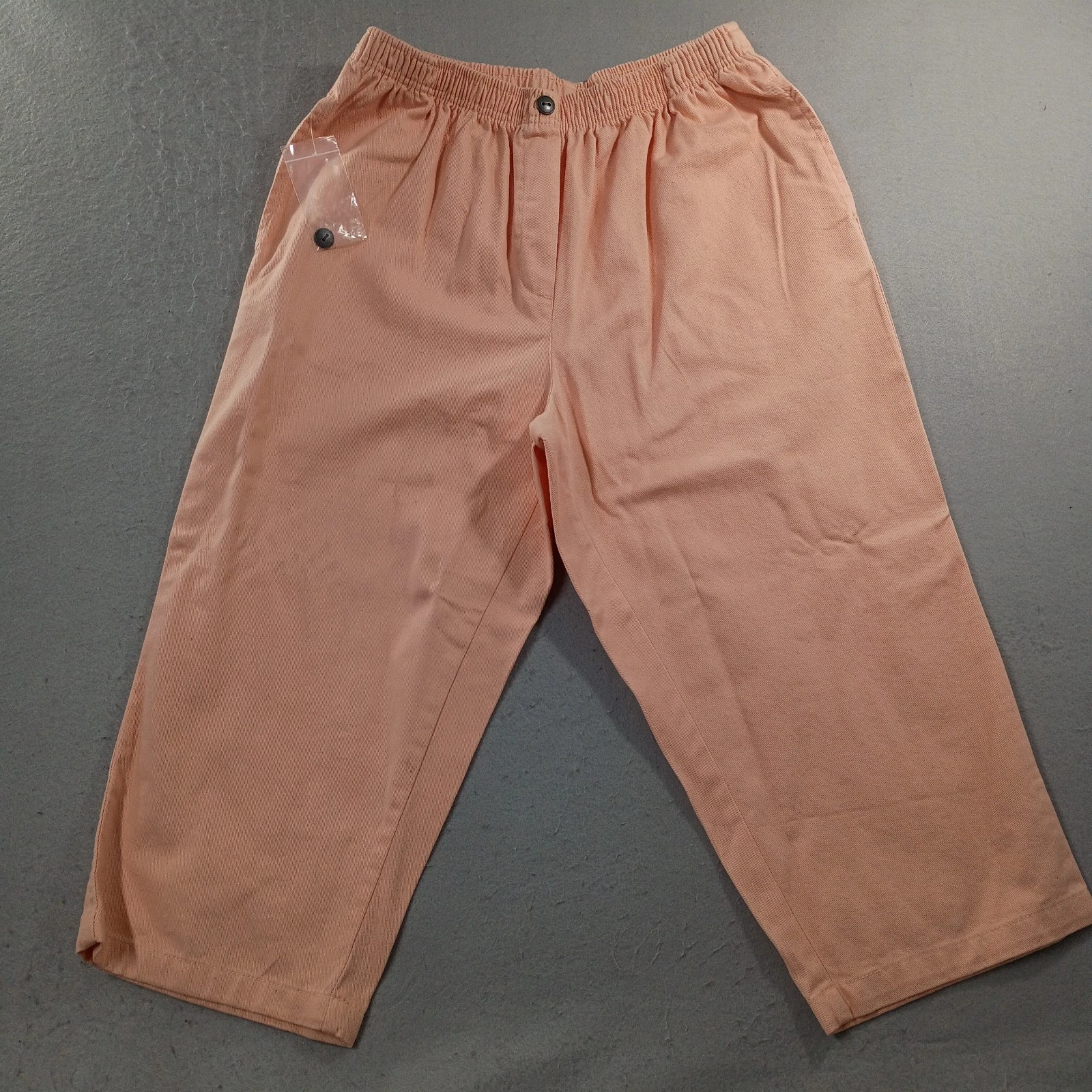 Woman Within Pants Womens 16W Capri Cropped Pull On Elastic Waist Cotton Peach