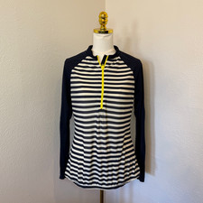 Boden Rash Guard Yellow Zipper Striped Women's Size 10