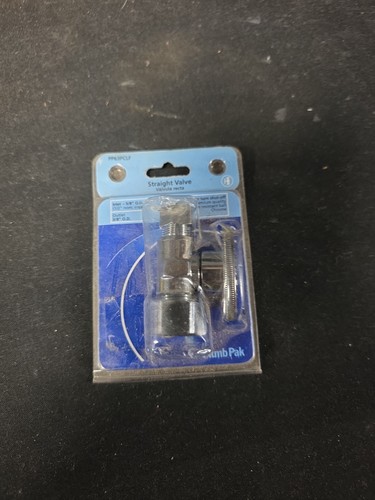 PLUMB PAK PP63PCLF 3/8-OD 5/8-OD Brass Chrome 1/4-Turn Straight Shut-Off Valve