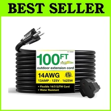 Contractor Grade 100ft Black Extension Cord