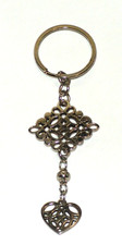Scroll Work Style Keychain Metal Fob Heart Charm Key Ring