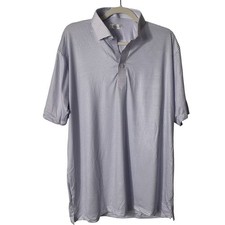 Collars Co Mens Collar Polo Shirt Large Featherweight Camden White Blue Stripe