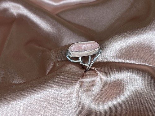 Vintage 1960s chunky Rhodochrosite statement ring real sterling silver size 5.5 - Picture 2 of 9