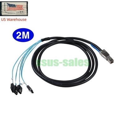 SFF8644 to 4x SATA SAS Cable 2M HBA/RAID cards Mini SAS HD  3.0 (6Gbps) DL380 US