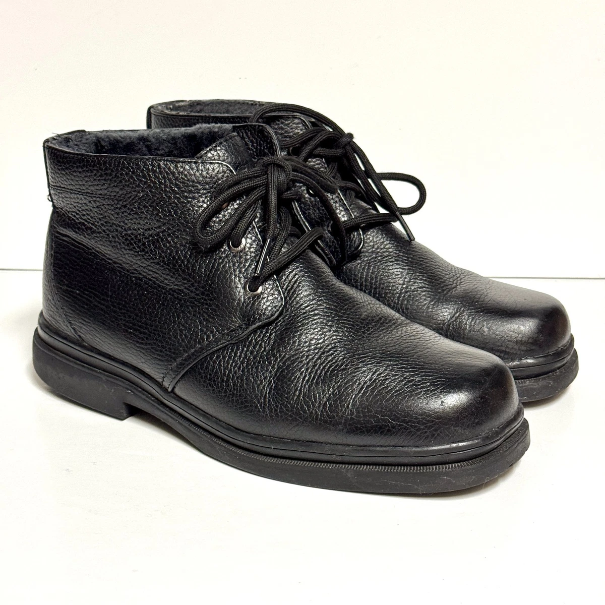 Florsheim Ankle Boots Mens 11M Black Leather Shearling Lined Winter Waterproof Florsheim Black Ankle Boots for Men for Sale | Shop New  main image 4
