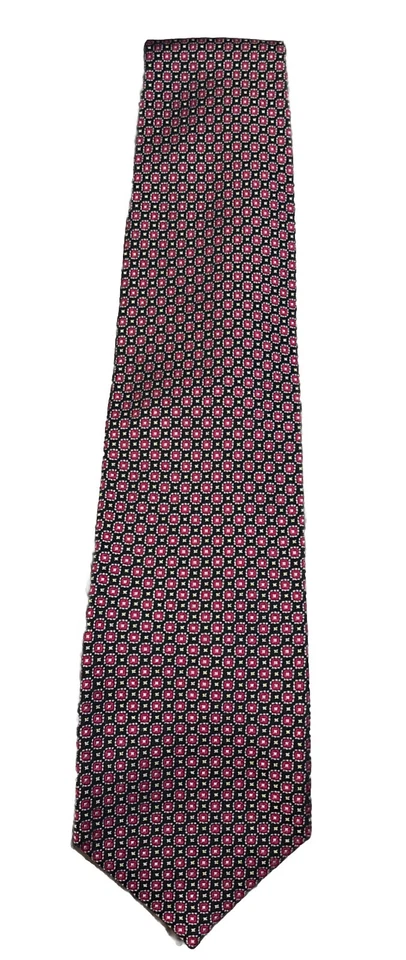 Corbata geométrica vintage para hombre Joseph & Lyman 100 % seda azul marino y púrpura Foto 2 de 4