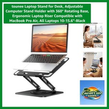 Black Adjustable Laptop Stand - 360 Rotation Enhanced Stability for 10-15.6"