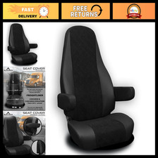 Freightliner Cascadia Truck Seat Cover Black Quilted Velvet Eco-leather