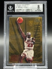 MICHAEL JORDAN 1995 Skybox Premium LARGER THAN LIFE #L1 GOLD FOIL INSERT BGS 8