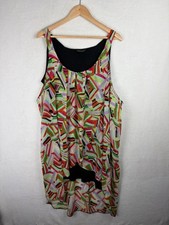 Feminine Bright Geometric Print Sleeveless High‑Low Dress Size 18‑20