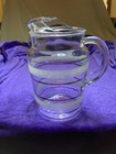 Vintage 2 Qt Clear Glass Pitcher, White & Gold Striped Bands, MCM — photo 2