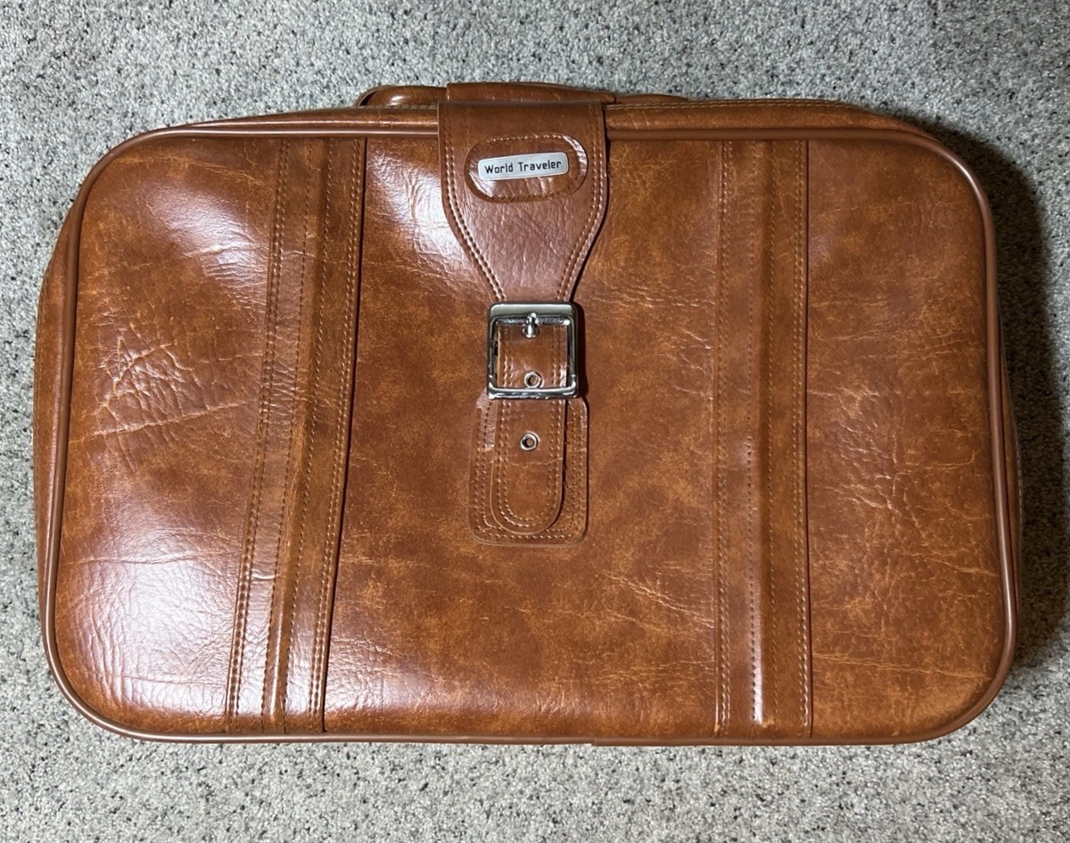 Vintage World Traveler Carry On 80s 90s Faux Leather Luggage Bag