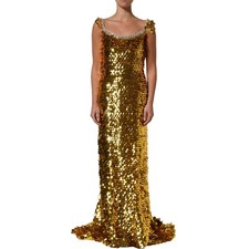 DOLCE & GABBANA Dress Gold Sequin Embellished Sleeveless Gown IT42/US8/M $82500