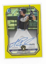 2026 Bowman Chrome Andrew Fischer Yellow Refractor 1st Bowman Auto #71/75 CPA-AF