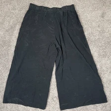 Cuyana Pants Womens XL Black 100% Silk Wide Leg Cropped Pull On Quiet Luxury