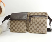 GUCCI GG Supreme borsa cintura marsupio vita borsa corpo 28566 pelle marrone tela USATO