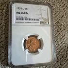 1955-D Lincoln Wheat Cent Penny | Copper 1 c | NGC MS66 RD | Great Luster