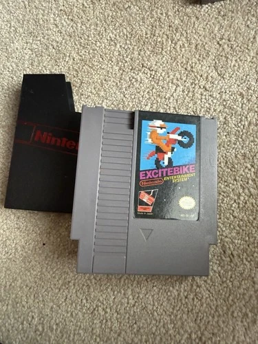 Excitebike (Nintendo NES 1985) Game cart, and sleeve, authentic, tested
