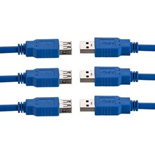 3x 3ft USB 3.0 Extension Cable Type A Male to A Female Extender HIGH SPEED Blue