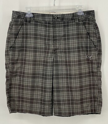 PUMA DRYCELL Preowned Gray Plaid MENS GOLF SHORTS, SIZE 34