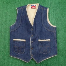 VINTAGE BIG SMITH WESTERN OUTERWEAR SHERPA LINED DENIM VEST SZ M MEDIUM