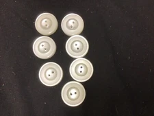 7 LARGE 2 HOLE FLAT BUTTONS SHINY INNER CIRCLE OPAQUE OUTER RIM 1 1/8" ROBE COAT