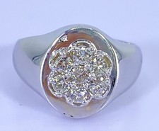 .60 ct mens NATURAL DIAMOND cluster pinky ring 14k white GOLD 8.4 grams  VIDEO 