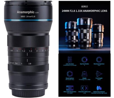 Sirui 24mm f/2.8 1.33x APSC Anamorphic Lens for E- Mount & MFT Mount