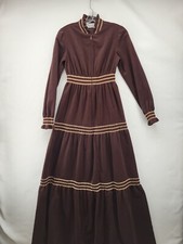 VINTAGE VASSARETTE WOMEN'S DUSTER BROWN VELOUR SIZE 9 LOUNGEWEAR PEASANT USA